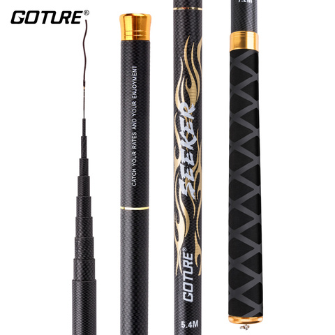 Goture 3.6-7.2m Carbon Fiber Telescopic Fishing Rods Ultra Light Stream Hand Pole with Spare Front 3 Section Carp vara de pesca ► Photo 1/1