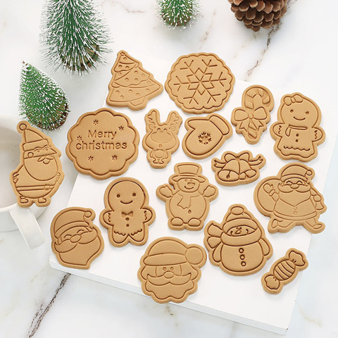 New Christmas Cookie Stamp Biscuit DIY Mold 3D Cookie Cake  Cutter Baking Mould Xmas Cookie Cutters Color Random ► Photo 1/6