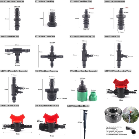 10pcs 8/11 9/12mm Garden Hose Connectors Socket Type Micro Irrigation System Pipe Connectors Tube Joints Watering Line Fittings ► Photo 1/6