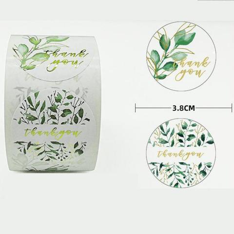 1.5inch Green Leaves Thank You Stickers Paper Sealing Label Stickers for Wedding DIY Gift Decoration Business Packing Stickers ► Photo 1/6