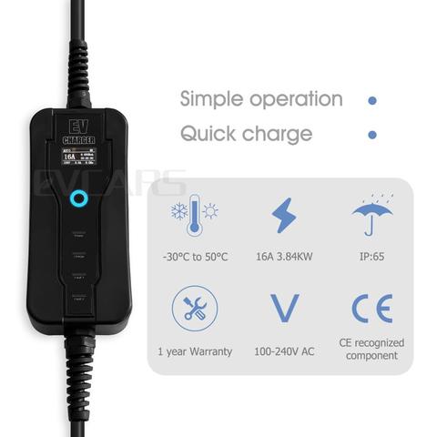 J1772 EV Charger Type 1 Level 2 EVSE 5m Portable Adjustable Controlle Electric Car Charging Stations ► Photo 1/5