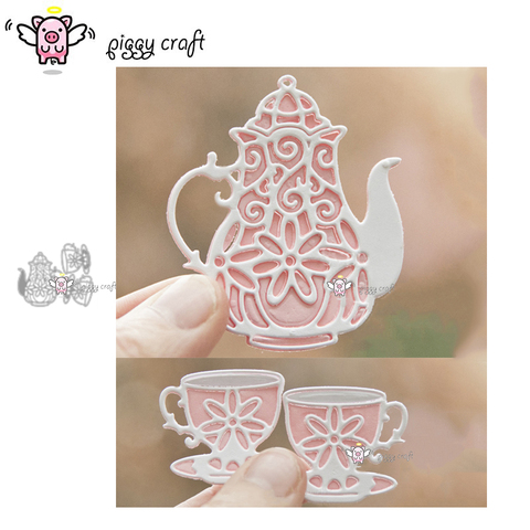 Piggy Craft metal cutting dies cut die mold 3Pcs Flower teapot cup Scrapbook paper craft knife mould blade punch stencils dies ► Photo 1/2