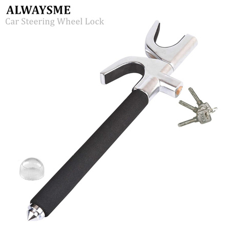 ALWAYSME Car Steering Wheel Lock Universal Vehicle Truck Van SUV Auto Adjustable Anti-Theft Locking Heavy Duty Safety Hammer ► Photo 1/6