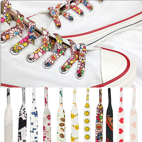 Individual Pattern High-top Canvas Sneakers Shoelaces Colorful Cartoon 11 Colors Fashion Women Men Shoelaces Dropship ► Photo 1/6
