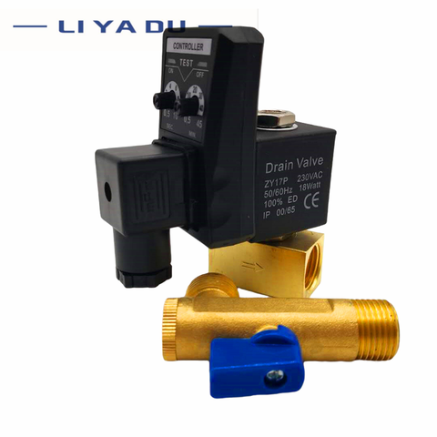1/2 electronic drain valve Air compressor filter dry air storage tank drain cooler dry electromechanical magnetic valve 220v ► Photo 1/6