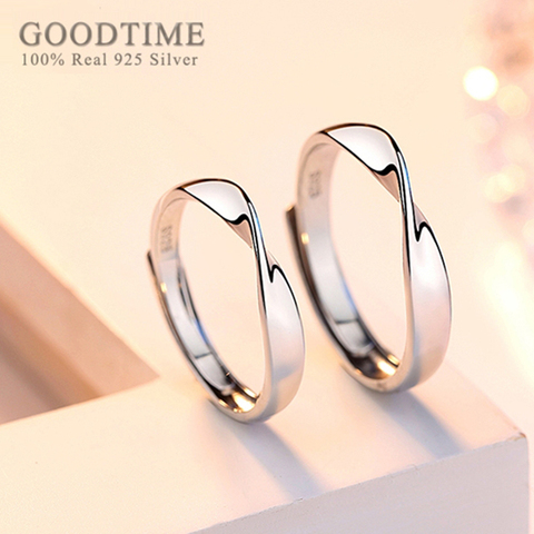 Trendy Lover Rings 100% Real 925 Sterling Silver Rings Wedding Rings Mobius Ring Couple Ring Valentine's Day Present For Party ► Photo 1/6