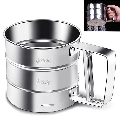 Stainless Steel Flour Sifter Fine Mesh Powder Flour Sieve Icing Sugar Manual Sieve Cup Home Kitchen Gadget Baking Pastry Tools ► Photo 1/6