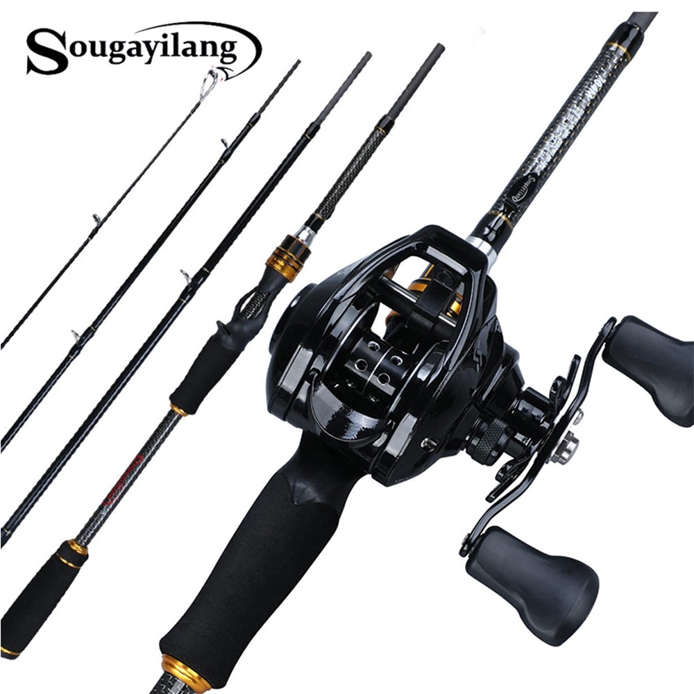 Sougayilang Carbon Fiber Fishing Rod and Reel Combos 4 Section Top Quality 