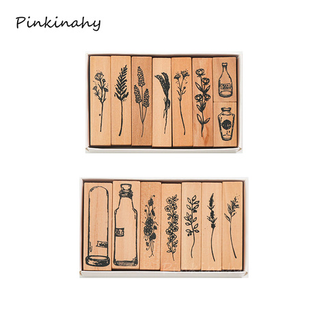 1Set Vintage Plants Stamps Retro Seal decoration stamp wooden rubber stamps for scrapbooking stationery DIY craft standard stamp ► Photo 1/6