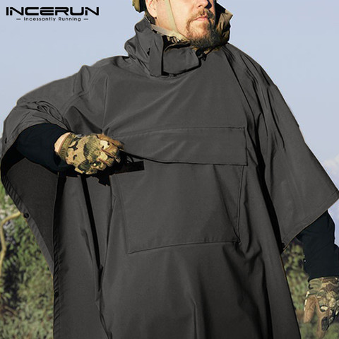 INCERUN Men Leisure Sweatshirts Solid Irregular Hoodies Loose Pockets Pullovers Man Outdoor Cloak Hombre Poncho Capes Plus Size ► Photo 1/6