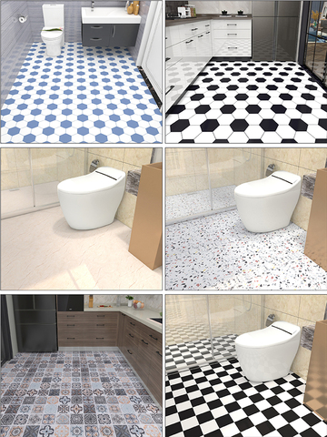 self-adhesive bathroom floor stickers toilet kitchen tile stickers waterproof non-slip thick wear-resistant wall stickers ► Photo 1/1