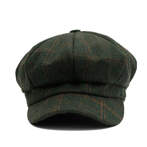 New Autumn Spring Cute Casual Octagonal Hat Female Small Plaid Beret British Retro Duck Tongue Painter Wool Hat ► Photo 1/6