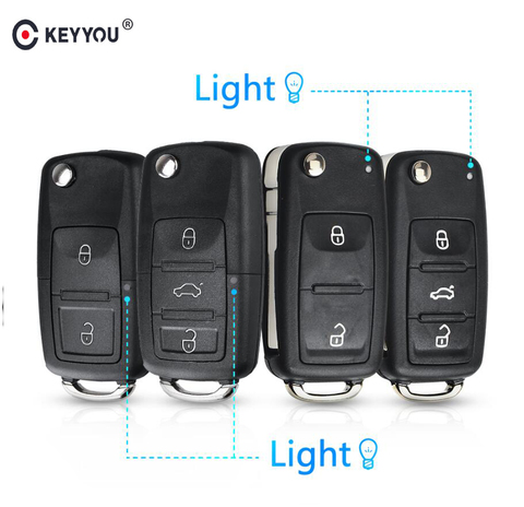 KEYYOU 2/3 Buttons Folding Car Remote Key Flip Key Shell For Volkswagen VW Polo Passat B5 Tiguan Golf Seat Skoda Auto Blank Key ► Photo 1/6