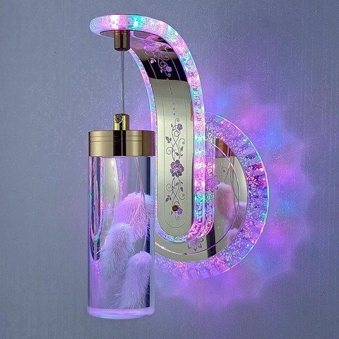 New Bedside Wall Lamp Bedroom 3 Color Dimming Study Led Wall Light  Luxury Flower Crystal Amber Mirror Light ► Photo 1/6
