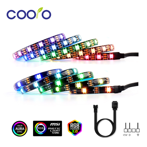 Motherboard RGB Addressable WS2812b LED Strip For PC Case, for ASUS Aura SYNC,MSI Mystic Light SYNC,RGB Fusion 2.0, 3 Pin Header ► Photo 1/6