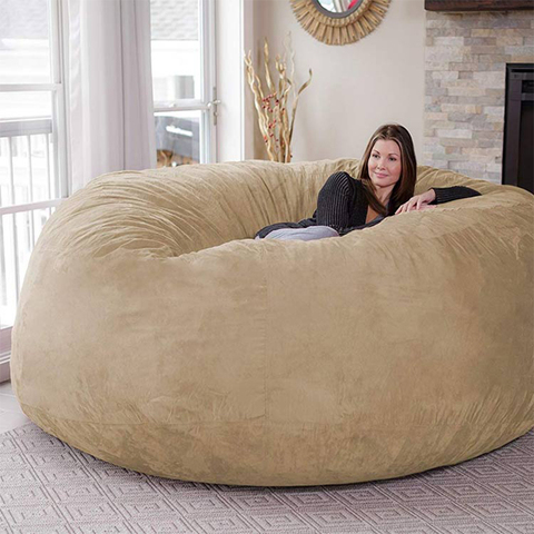 7FT Soft Fluffy Fur Giant Bean Bag Chairs Cover Lazy Sofa Bed Cover -NO  Filler