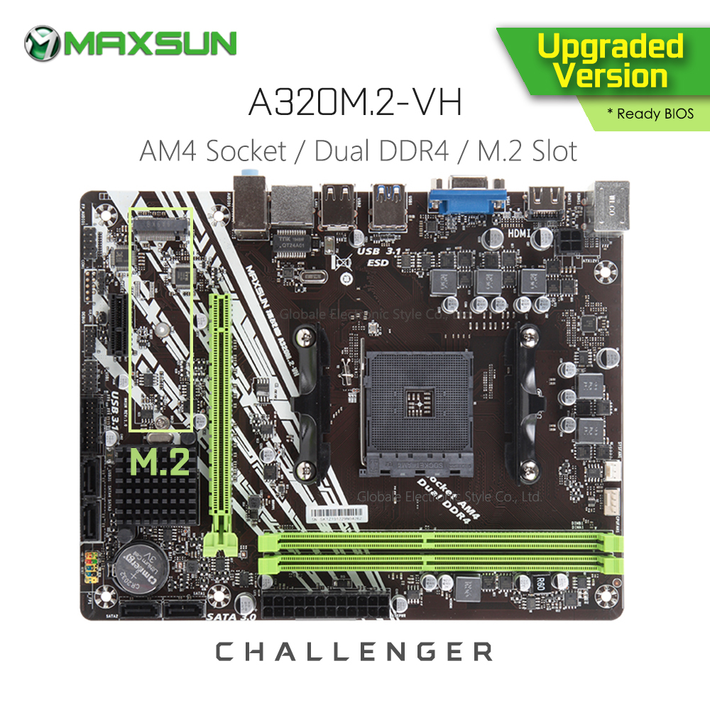 Original MAXSUN Challenger II A320M.2 VH AMD Motherboard AM4 mATX Dual  Channel DDR4 1000M LAN SATA3.0 USB3.1 VGA HDMI NVME SSD - Price history   Review | AliExpress Seller - Globale Electronic