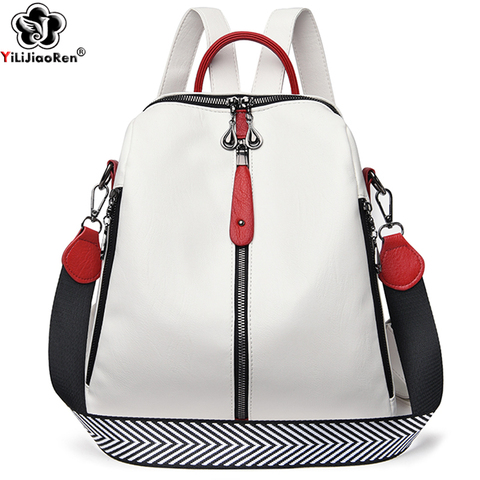 Fashion Backpack Women Soft Leather Backpack Female White High Quality Travel Back Pack School Backpacks for Girls Sac A Dos Hot ► Photo 1/6