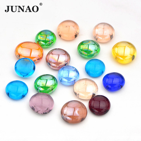 JUNAO 20pcs Mix Color Glass Mosaic Tiles Stones Round Cabochons Beads DIY Mosaic Making for Puzzle Arts Home Decoration Crafts ► Photo 1/6