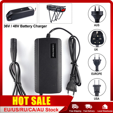 EU US AU UK Li-ion Battery Charger Microphone Plug Hailong 36V 48V 17.5Ah 12Ah E-bike Charger Input 110V-240V Output 54.6V 2.0A ► Photo 1/6