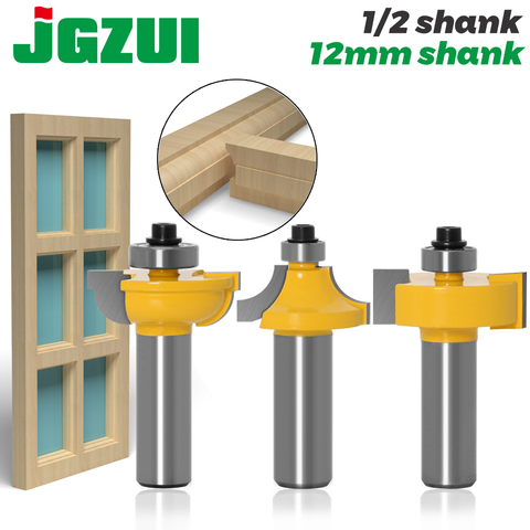 3pcs/set Glass door plank wood working tools curboard cutter router bits 1/2 shank 12mm shank T type ballnose ► Photo 1/6