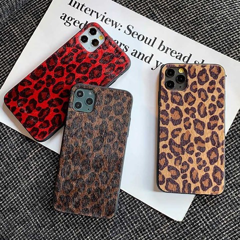 JAVY TPU Plush Leopard Print Case For iPhone 12 11 Pro Max Mini X XS XR PC Back Phone Cover For iPhone 7 8 6 6S Plus ► Photo 1/5
