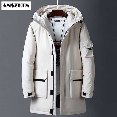 ANSZKTN new down jackets for men: hot style winter jacket Cotton Padded Warm Parka Coat Casual Faux Fur Hooded Fleece Long Male ► Photo 1/6