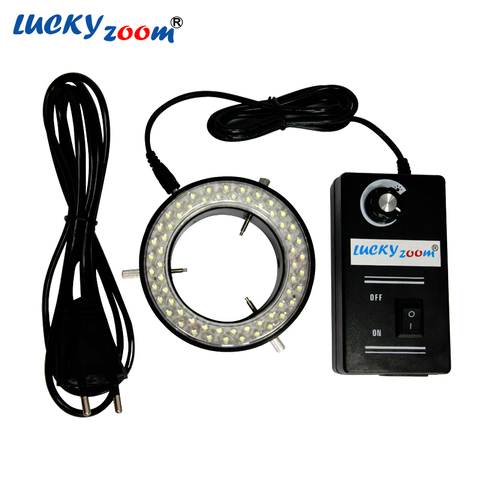 Black 60 LED Microscope Ring Light Adjustable Illuminator Lamp For Stereo Microscope EU Plug Microscopio Backlit Buttom Light ► Photo 1/6