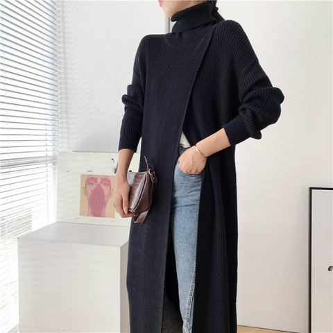 LANMREM women's long turtleneck sweater design pullover base with split fit long sleeve 2022 new kintted clothes famale YJ968 ► Photo 1/6