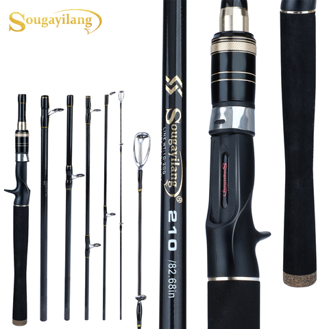 Sougayilang Portable 6 Sections 2.1M Lure Rod  Ultralight Carbon Fiber Carp Fishing Rod Spinning /Casting Travel Rod Pesca ► Photo 1/6