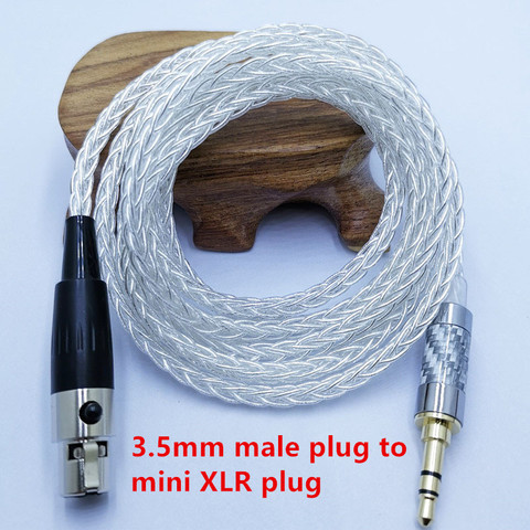 8 Core Silver Audio headphone attached cables 3.5mm stereo plug to mini XLR for AK G Q701, K240S ,K271 ,K702 ,K141 ,K171, K712 ► Photo 1/4