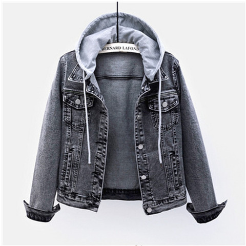 Detachable Hooded Jeans Jackets Women Spring Stilysh Hole Jean Coat Female Large size Denim Jacket Autumn Outwear Basic Jacket ► Photo 1/5