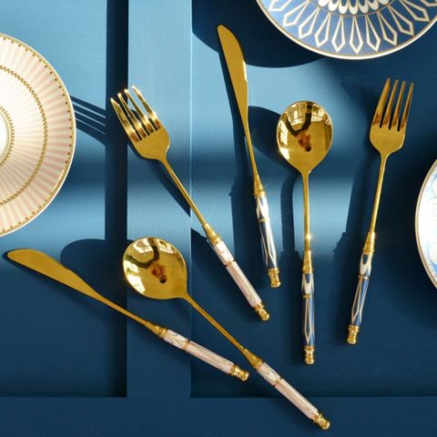 1pcs Gold Cutlery Creative Forks Knives Spoons Stainless Steel Dinnerware Silverware Flatware Household Kitchen Accessories ► Photo 1/1