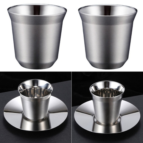 51-100ML Set of 2, Espresso Mugs Double Wall Stainless Steel Espresso Cups Set,Insulated Coffee Mugs Last for Years Easy Clean ► Photo 1/6