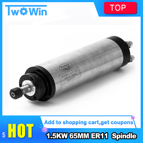 1.5KW 65MM ER11 cnc Spindle 24000rpm Machine Spindle Motor Water Colling Engraving Milling Spindle 220v AC Spindle 4 Bearing ► Photo 1/6