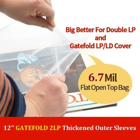 30PCS 12''Record Flat Open Top Bag 6.7Mil Vinyl Record Outer Sleeves Strong Plastic Cover for Gatefold 2LP 3LP 4LP ► Photo 1/6