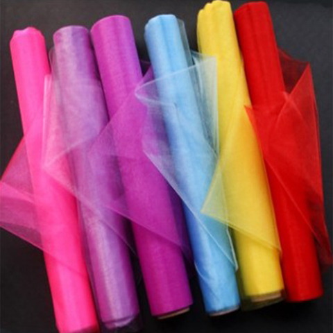 Cheap!5m/10m Sheer Crystal Organza Tulle Roll Fabric For Draping Wedding Ceremony Party Home Decoration Wedding flowers arch 6z ► Photo 1/6