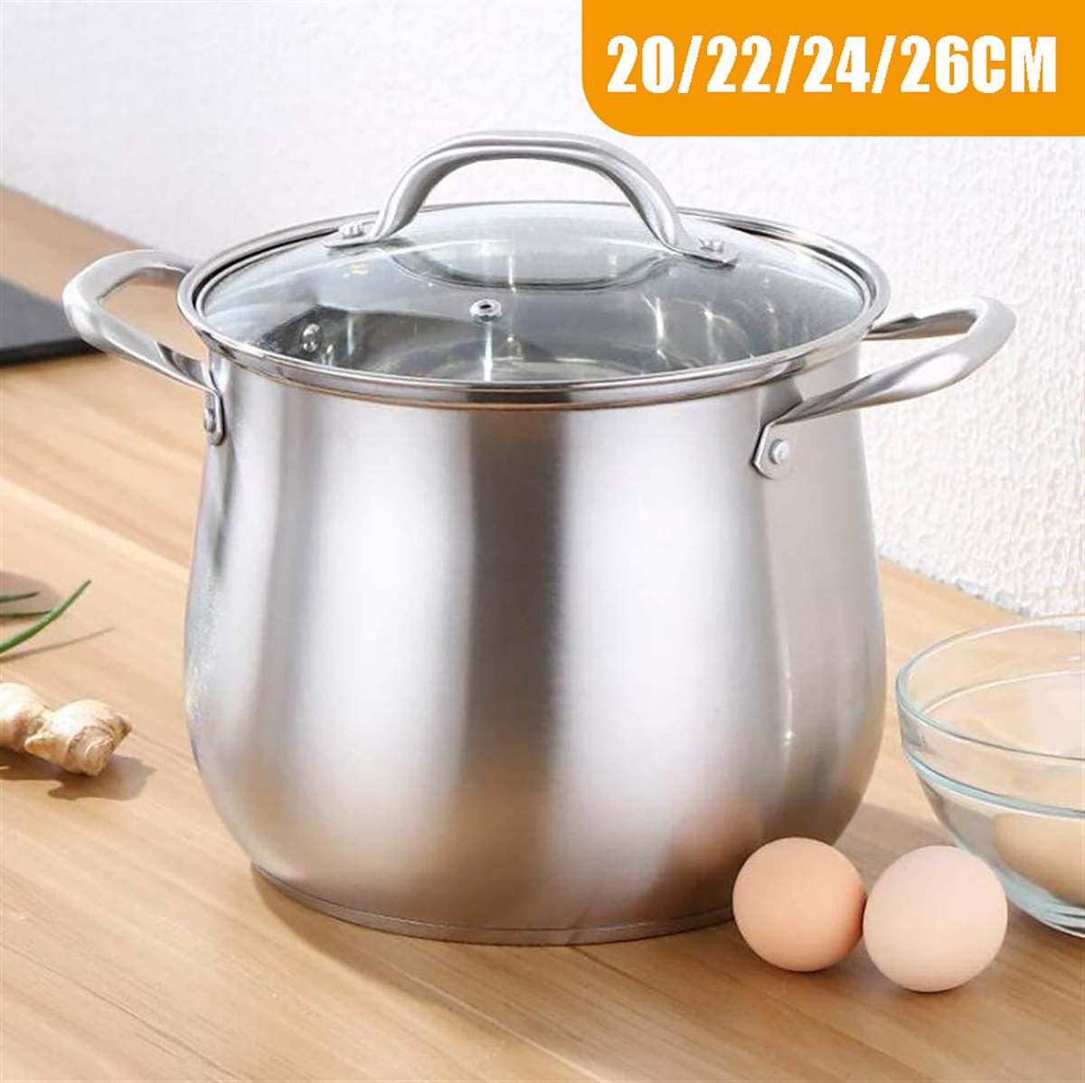 FISSMAN Pots For Kitchen Stockpot 304 Stainless Steel Thick Bottom