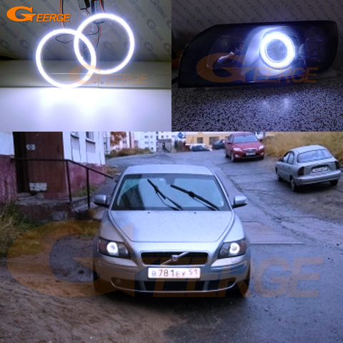 For Volvo S40 II V50 2004 2005 2006 2007 pre Facelift Excellent Ultra bright COB led angel eyes kit halo rings ► Photo 1/6