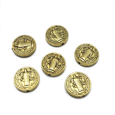 Alloy wafers St. Benedict medal Hole beads Saint Benedict exorcism connected for jewelry making DIY necklace bracelet accessorie ► Photo 1/6