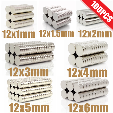 100Pcs N35 Round Magnet 12x1 12x1.5 12x2 12x3 12x4 12x5 12x6 Neodymium Magnet Permanent NdFeB Super Strong Powerful Magnets 12*1 ► Photo 1/6