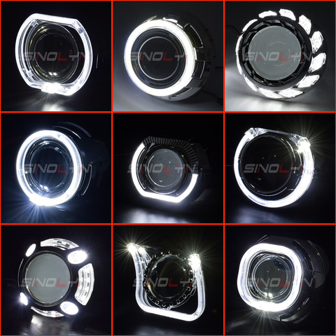 Sinolyn Projector Bezel LED Angel Eyes Shrouds For Hella/Koito Q5 Lenses 2.5 & 3 Inches Bi Xenon Headlight Lenses DRL Bezels ► Photo 1/6