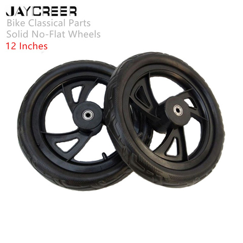 JayCreer 2PCS-Pack 12 Inches Soild No Flat Wheels With Bearing For Kids Child Balance Bikes ► Photo 1/6