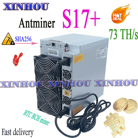 BTC Bitcoin miner AntMiner S17+ 73T SHA256 Asic miner better than S9 S17e T17e S19 K5 M20S M21S M30S T3 T2T E12+ A1066 ► Photo 1/6