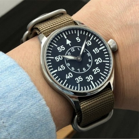 44mm Big Dial Men Pilot ETA6498 Military mechanical Watch Original ST3621 Movement Mens luminous Wrist Watches ► Photo 1/1