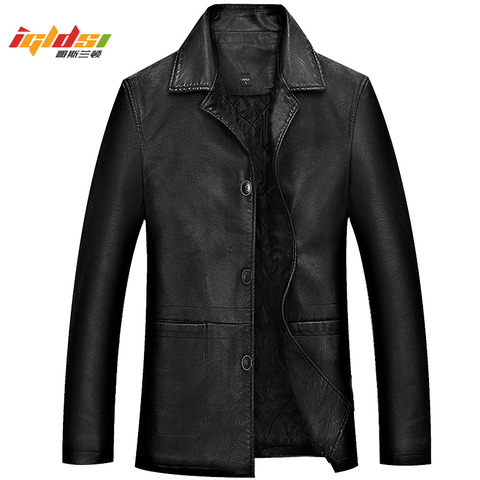 Men's Winter Leather Jacket Soft Thick Warm PU Leather Jacket Male Business casual Coats Man Jaqueta Masculinas Plus Size 4XL ► Photo 1/6