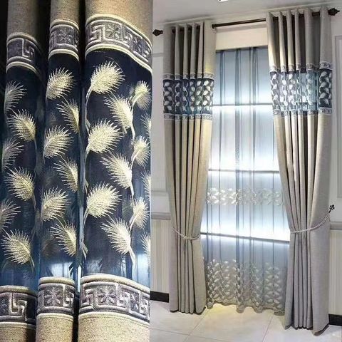 European Style Cashmere Hollow Embroidered Curtain Fabric Bedroom Living Room Villa Shading Curtain Custom ► Photo 1/5