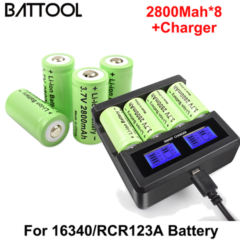 2800mah For CR123A RCR123 ICR16340 Battery 3.7V Li-ion Rechargeable Battery For Arlo Security Camera Laser Pen Cell ► Photo 1/6