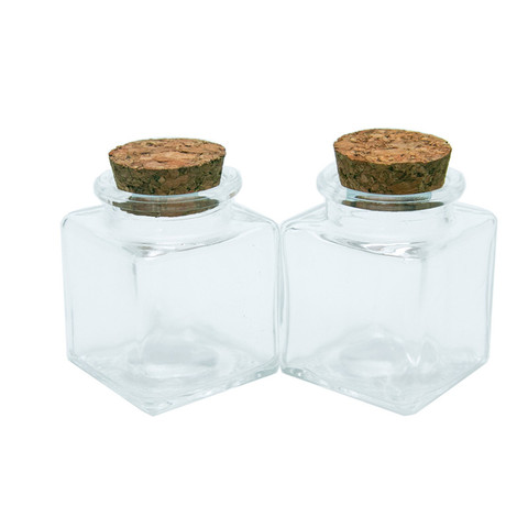 Small Square Bottle With Corks Clear Square Empty Glass Bottles glycyrrhiza sweets Food Grade Seal 50ml Jars Vials 24pcs ► Photo 1/6