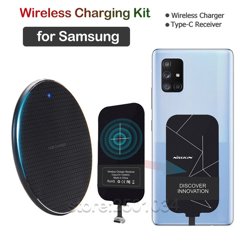 Qi Wireless Charging for Samsung Galaxy A21 A31 A41 A51 A71 Note10 Lite S10 Lite Wireless Charger+USBC Receiver ► Photo 1/6